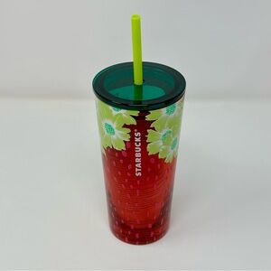 RARE Starbucks Summer 2022 Strawberry 18 oz Glass Tumbler *NEW*